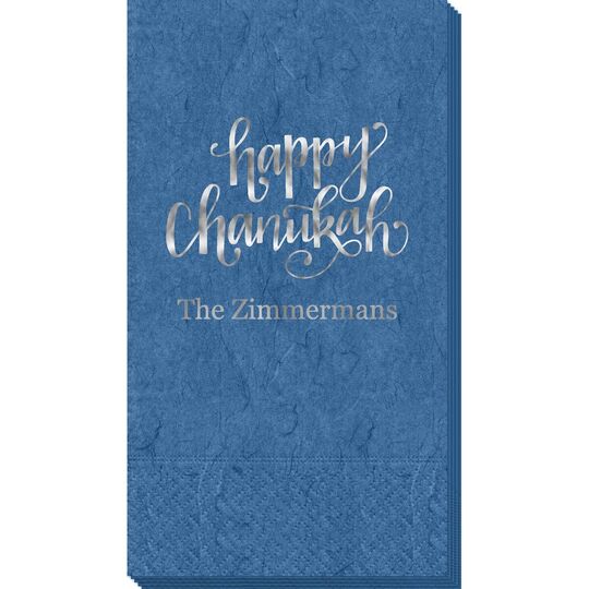 Hand Lettered Happy Chanukah Bali Guest Towels
